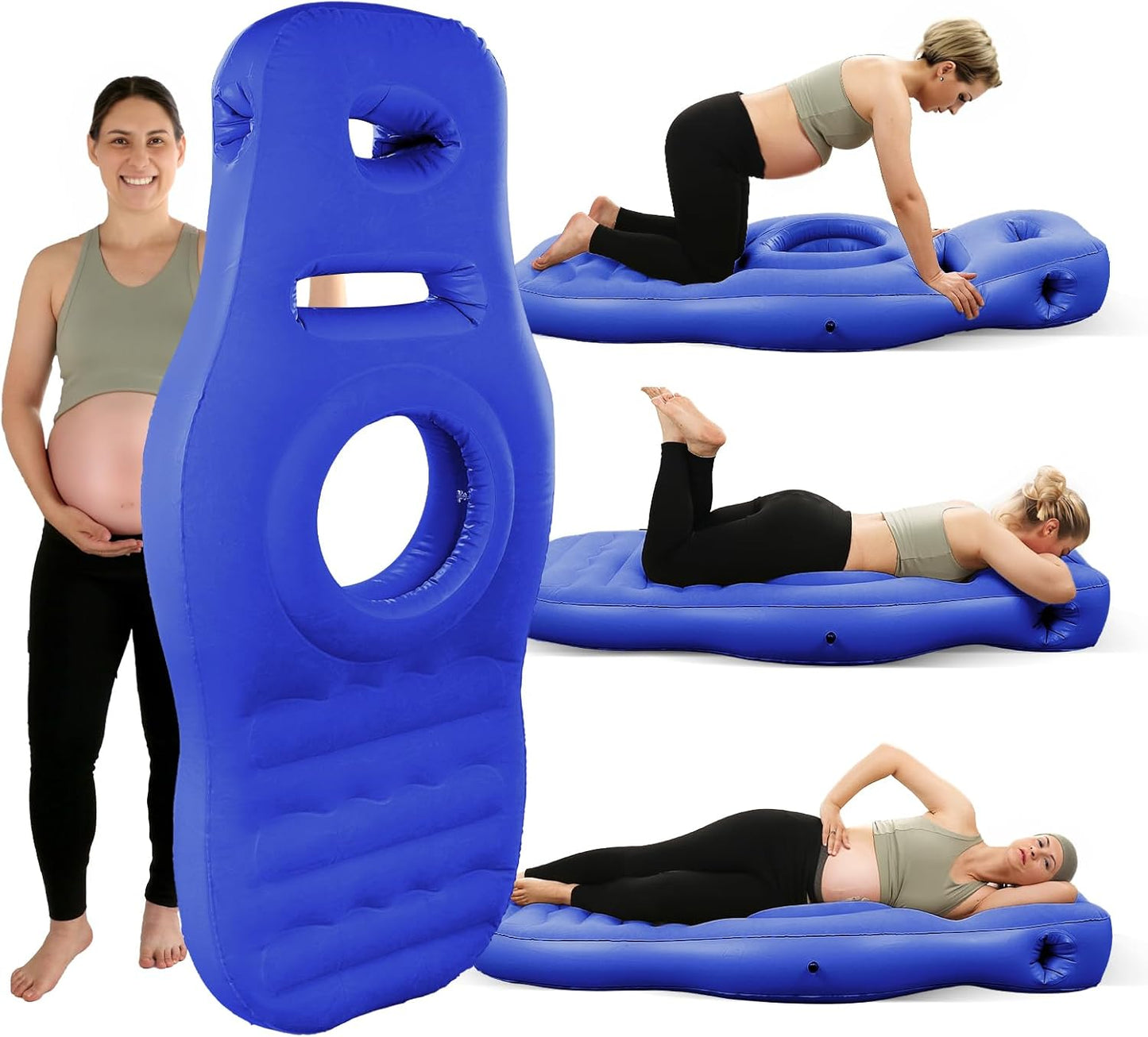 Inflatable Full Body Pregnancy Pillow, Full Body Maternity Airbed with Belly Hole for Comfort – Best Prone Sleeping Support for Pregnant Women – Portable, Adjustable & Travel-Friendly, Blue