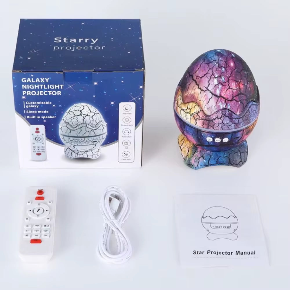 Dinosaur Eggshell Galaxy Projector Starry Sky Night Light Bluetooth Speaker Cute Game Room Decoration Children'S Gift LED Nebula