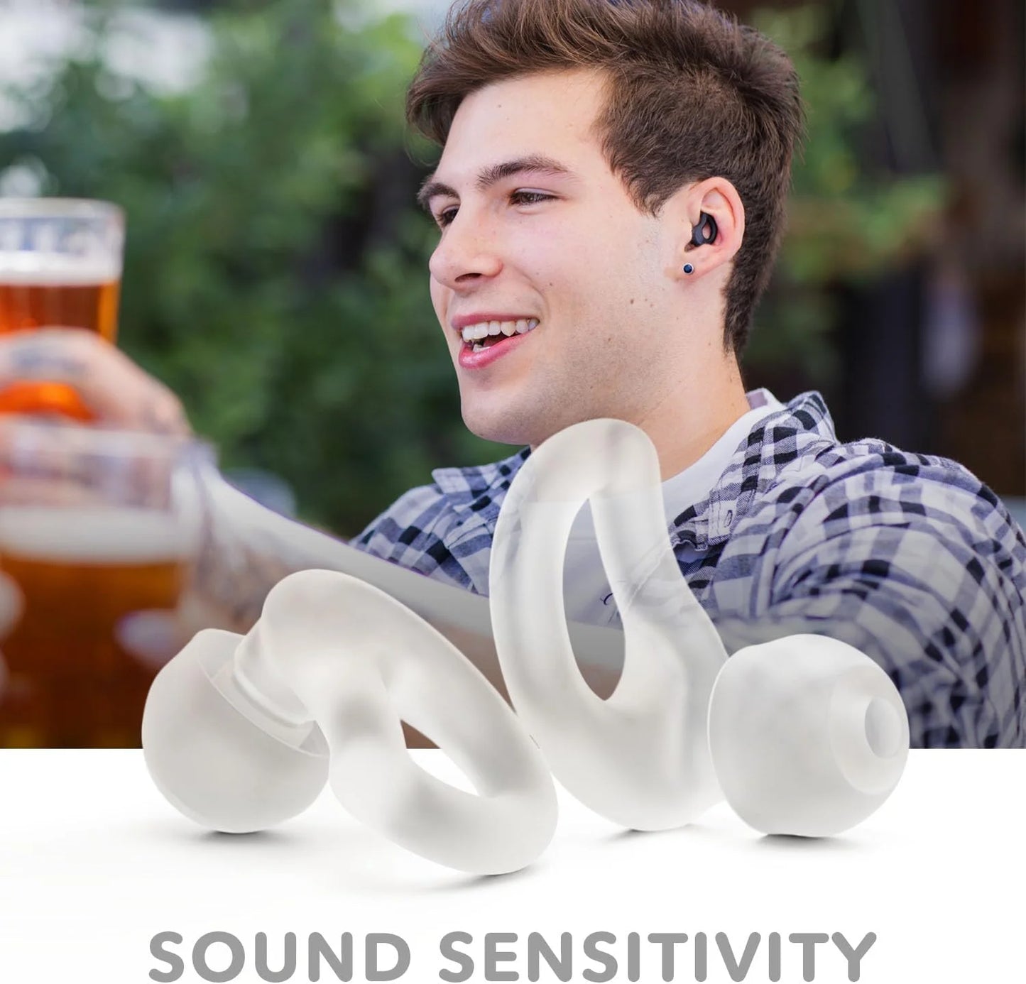 Silicone Earplugs + Lanyard Bundle, One Count - Reusable Noise Cancelling Earplugs (Cloud)