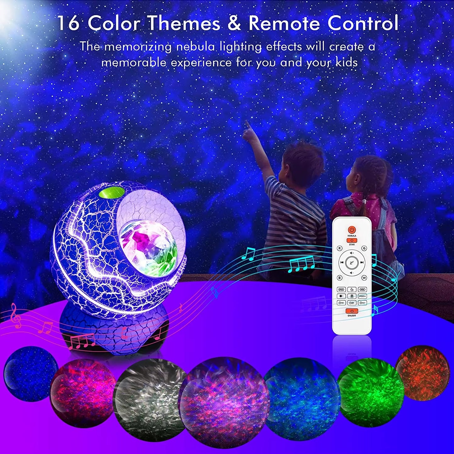 Dinosaur Eggshell Galaxy Projector Starry Sky Night Light Bluetooth Speaker Cute Game Room Decoration Children'S Gift LED Nebula