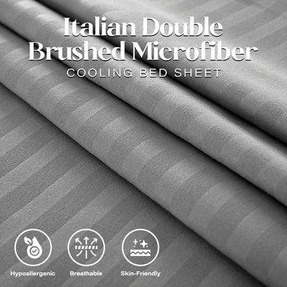 Bedding Set with Flat Sheet, Fitted Bed Sheet & Pillowcases, Queen Grey