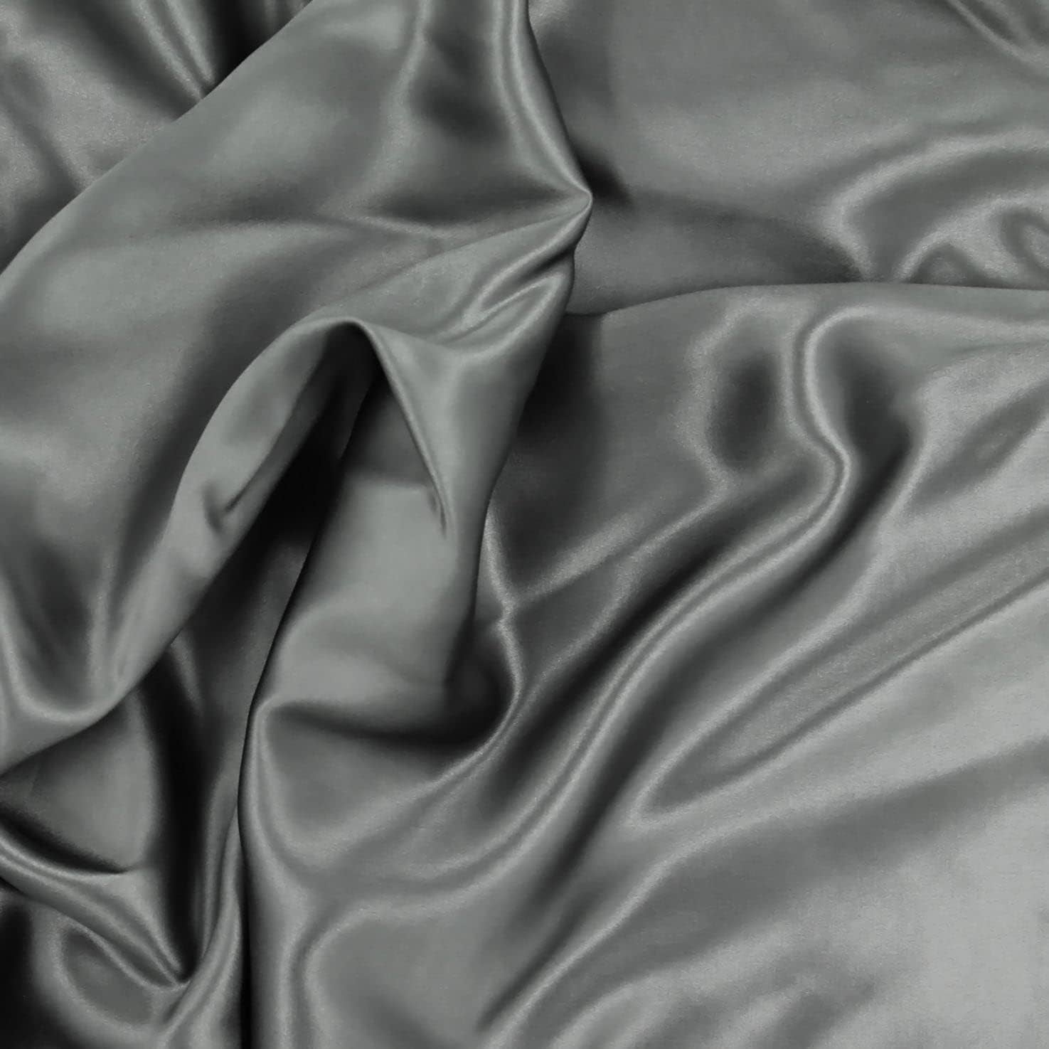 Mulberry Park 100% Pure Twin X-Long Silk Fitted Sheet 22 Momme 6A Mulberry Silk Bed Sheets with 15" Deep Pocket - Breathable, Ultra-Soft, Seamless - Gunmetal