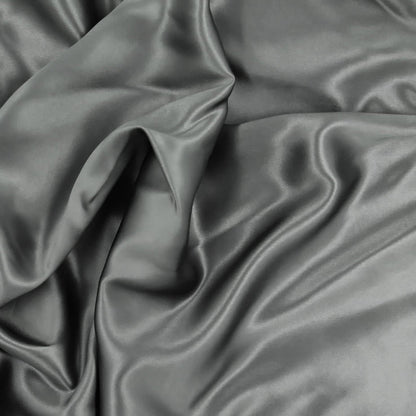Mulberry Park 100% Pure Twin X-Long Silk Fitted Sheet 22 Momme 6A Mulberry Silk Bed Sheets with 15" Deep Pocket - Breathable, Ultra-Soft, Seamless - Gunmetal