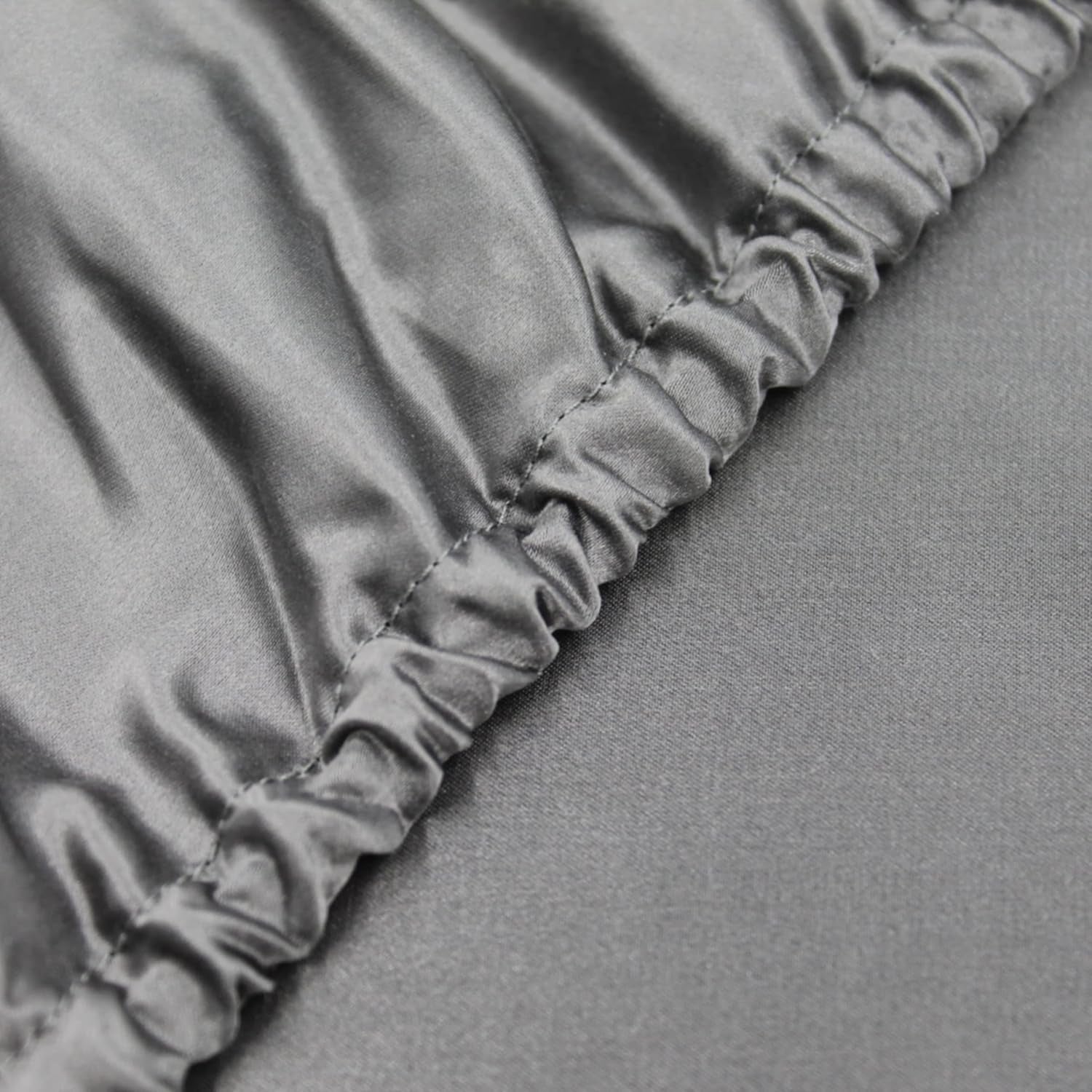 Mulberry Park 100% Pure Twin X-Long Silk Fitted Sheet 22 Momme 6A Mulberry Silk Bed Sheets with 15" Deep Pocket - Breathable, Ultra-Soft, Seamless - Gunmetal