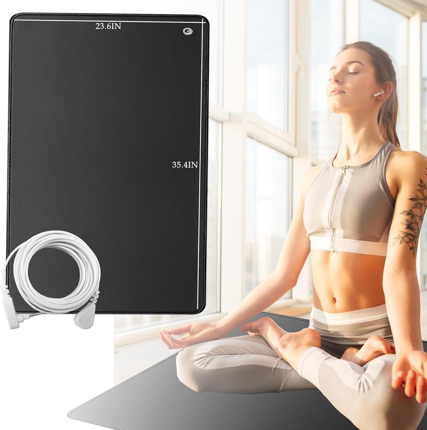 Grounding Mat Earth Pad Grounded Feet Mat 23.6X35.4 Inch Grounding Mat for Desk Floor with Cord Better Sleep,Balance