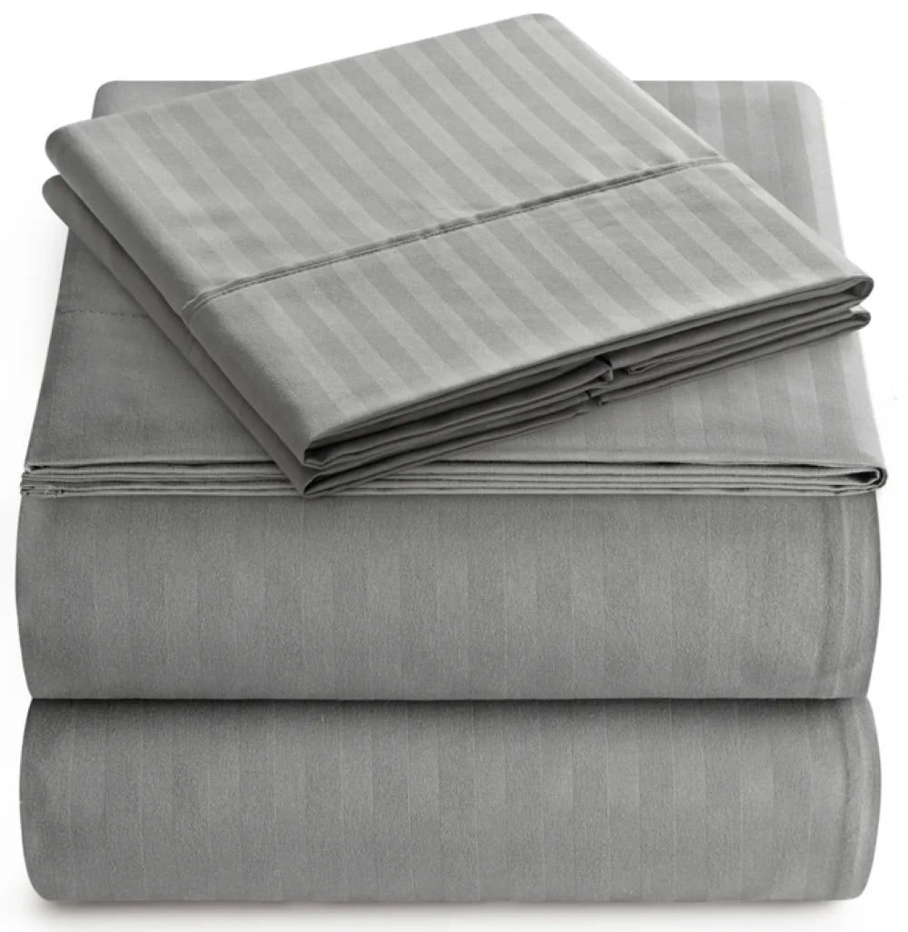 Bedding Set with Flat Sheet, Fitted Bed Sheet & Pillowcases, Queen Grey