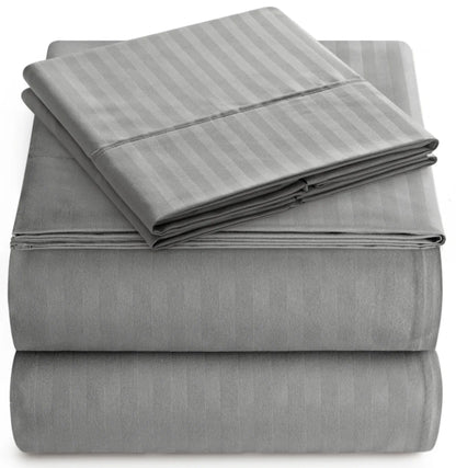 Bedding Set with Flat Sheet, Fitted Bed Sheet & Pillowcases, Queen Grey