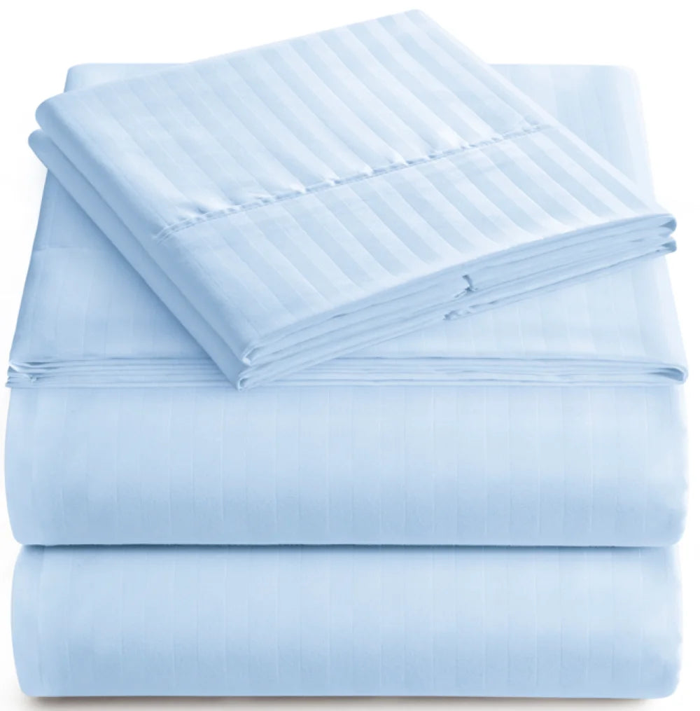 Bedding Set with Flat Sheet, Fitted Bed Sheet & Pillowcases, Queen Light Blue