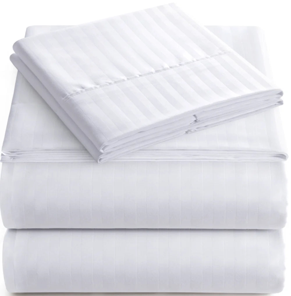 Bedding Set with Flat Sheet, Fitted Bed Sheet & Pillowcases, Full White