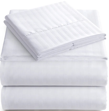 Bedding Set with Flat Sheet, Fitted Bed Sheet & Pillowcases, Full White