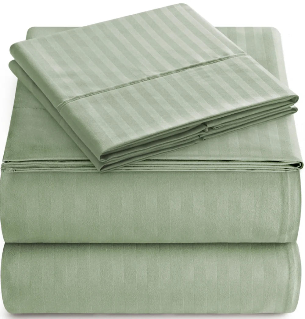 Bedding Set with Flat Sheet, Fitted Bed Sheet & Pillowcases, Full Sage