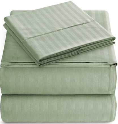 Bedding Set with Flat Sheet, Fitted Bed Sheet & Pillowcases, Full Sage