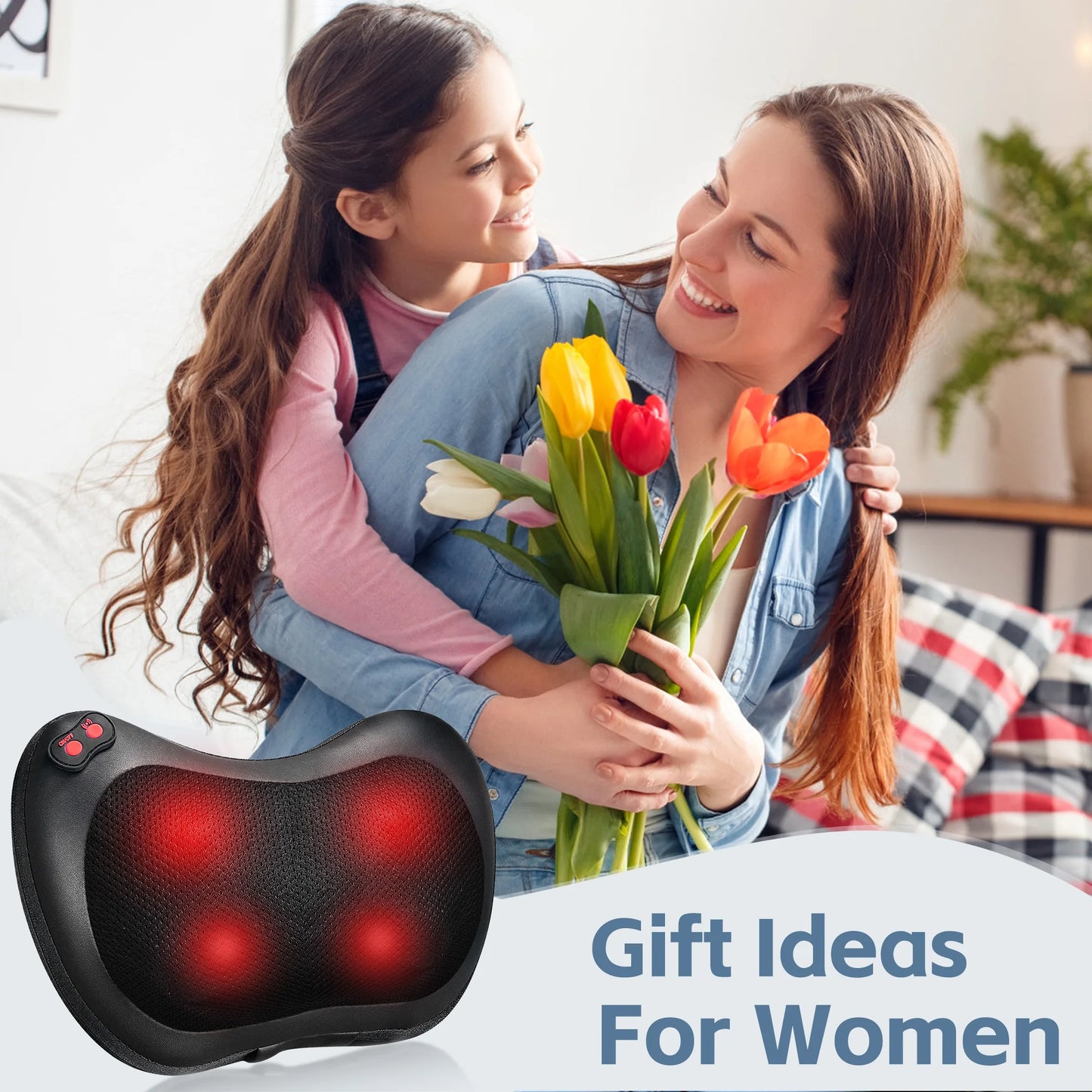 Shiatsu Neck Massager Pillow with Heat, Electric Back Massager for Shoulder, Back, Leg, Deep Tissue Kneading Massage to Relax Muscles, Massage Pillow Gift for Women/Men