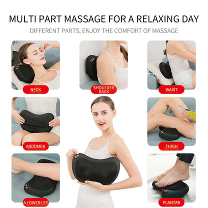 Shiatsu Neck Massager Pillow with Heat, Electric Back Massager for Shoulder, Back, Leg, Deep Tissue Kneading Massage to Relax Muscles, Massage Pillow Gift for Women/Men