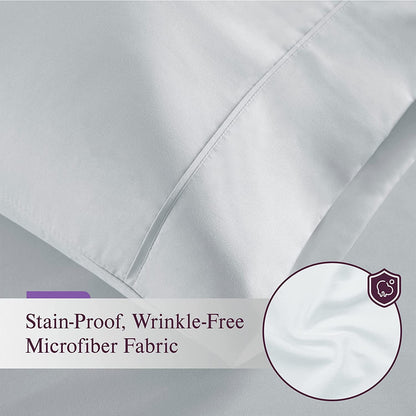 Danjor Linens 1800 Series 6 Piece Bedding Sheet & Pillowcases Sets with Deep Pockets, Queen, Ice Blue