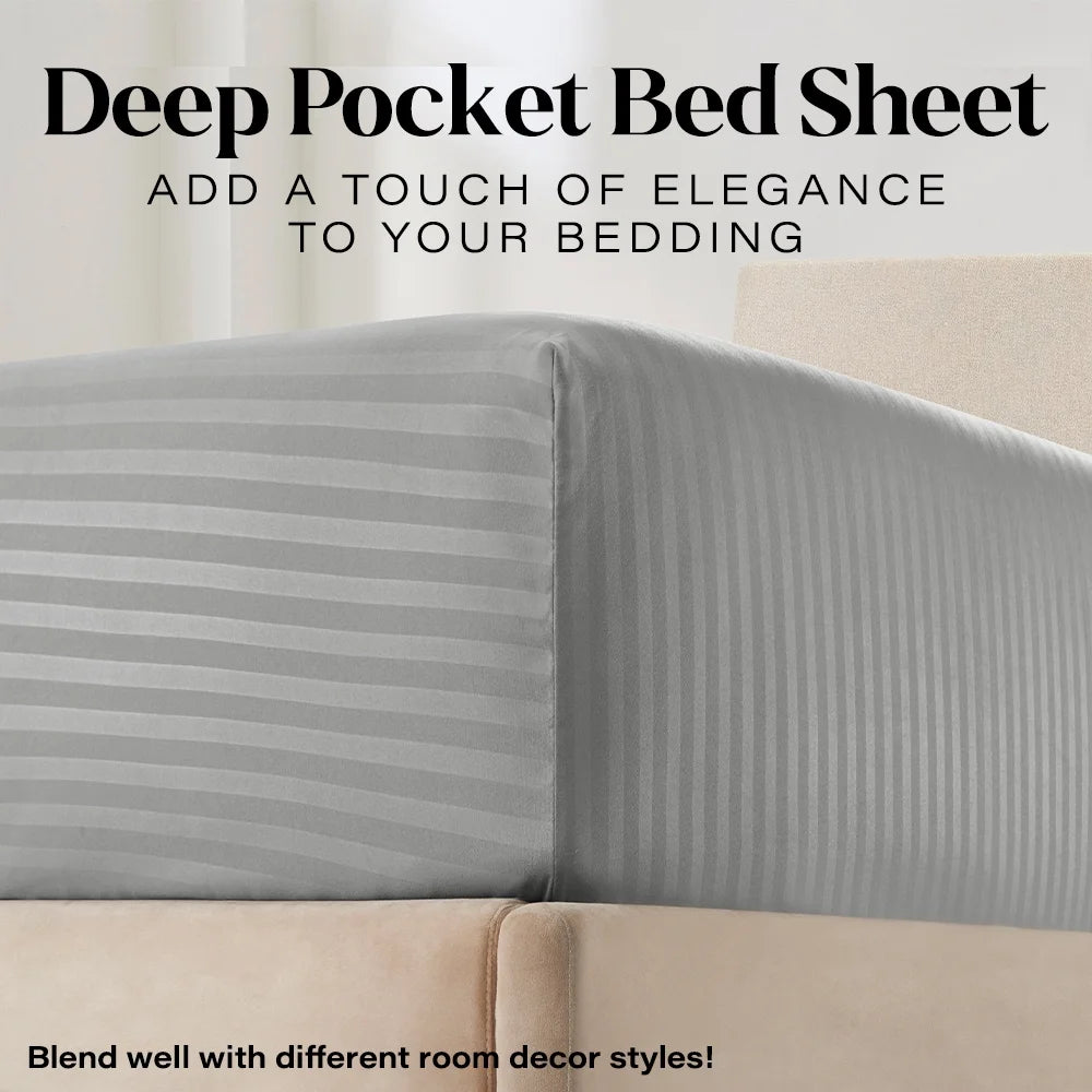 Bedding Set with Flat Sheet, Fitted Bed Sheet & Pillowcases, Queen Grey