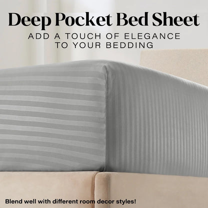 Bedding Set with Flat Sheet, Fitted Bed Sheet & Pillowcases, Queen Grey