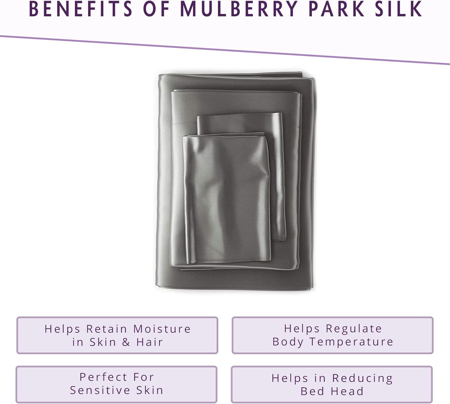 Mulberry Park 100% Pure Twin X-Long Silk Fitted Sheet 22 Momme 6A Mulberry Silk Bed Sheets with 15" Deep Pocket - Breathable, Ultra-Soft, Seamless - Gunmetal