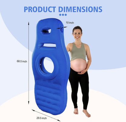 Inflatable Full Body Pregnancy Pillow, Full Body Maternity Airbed with Belly Hole for Comfort – Best Prone Sleeping Support for Pregnant Women – Portable, Adjustable & Travel-Friendly, Blue