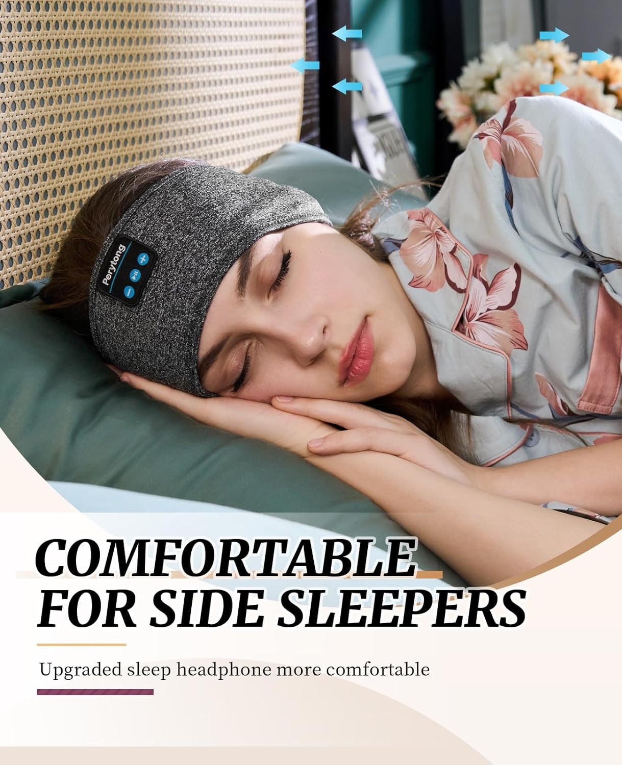 Sleep Headphones Wireless, Bluetooth Sports Headband Headphones with Ultra-Thin HD Stereo Speakers Perfect for Sleeping,Workout,Jogging,Yoga,Insomnia, Air Travel, Meditation (Grey)