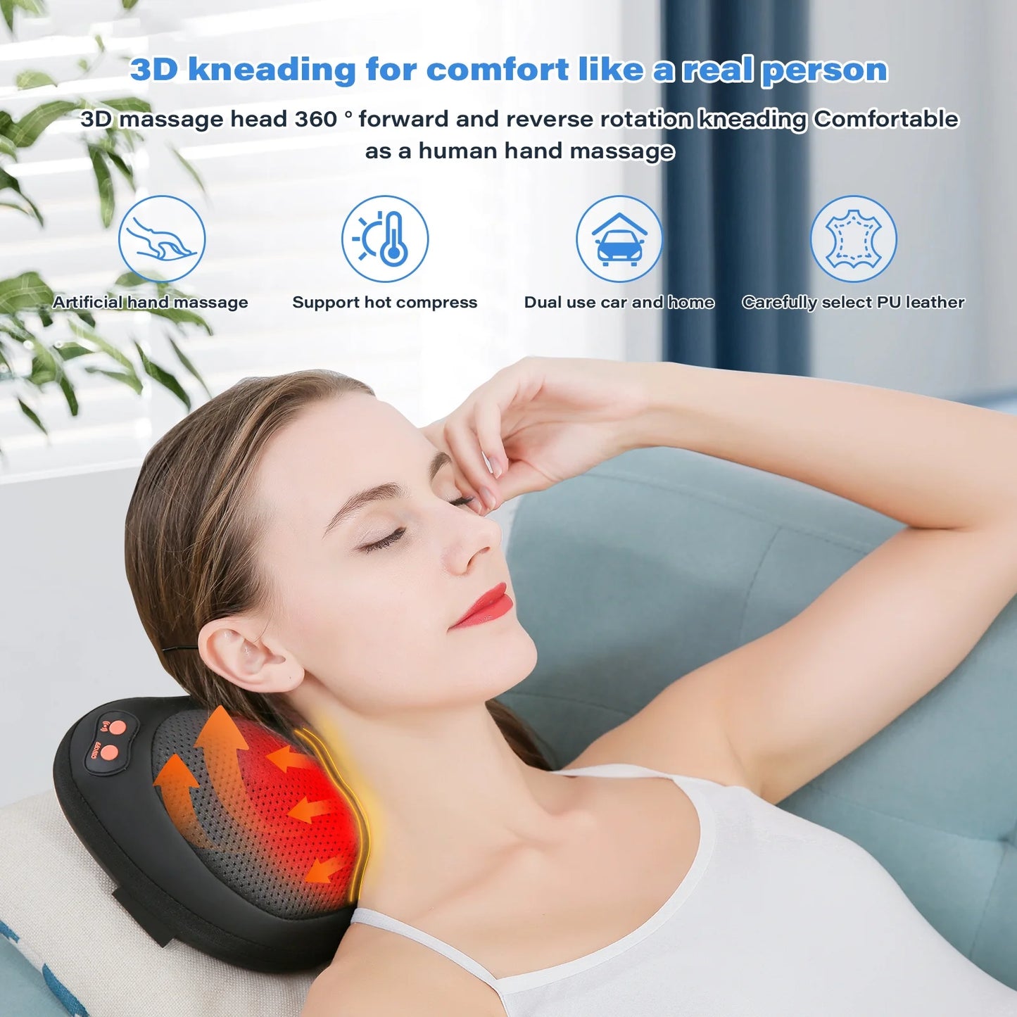 Shiatsu Neck Massager Pillow with Heat, Electric Back Massager for Shoulder, Back, Leg, Deep Tissue Kneading Massage to Relax Muscles, Massage Pillow Gift for Women/Men