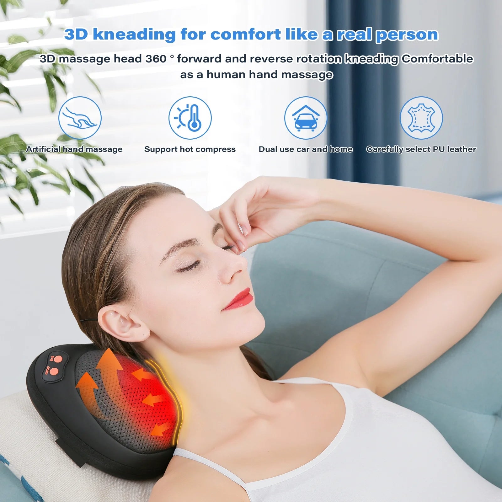 Shiatsu Neck Massager Pillow with Heat, Electric Back Massager for Shoulder, Back, Leg, Deep Tissue Kneading Massage to Relax Muscles, Massage Pillow Gift for Women/Men
