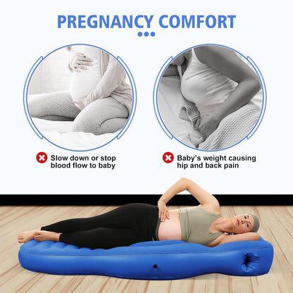Inflatable Full Body Pregnancy Pillow, Full Body Maternity Airbed with Belly Hole for Comfort – Best Prone Sleeping Support for Pregnant Women – Portable, Adjustable & Travel-Friendly, Blue