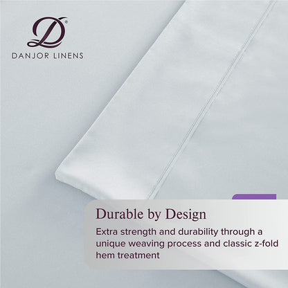 Danjor Linens 1800 Series 6 Piece Bedding Sheet & Pillowcases Sets with Deep Pockets, Queen, Ice Blue