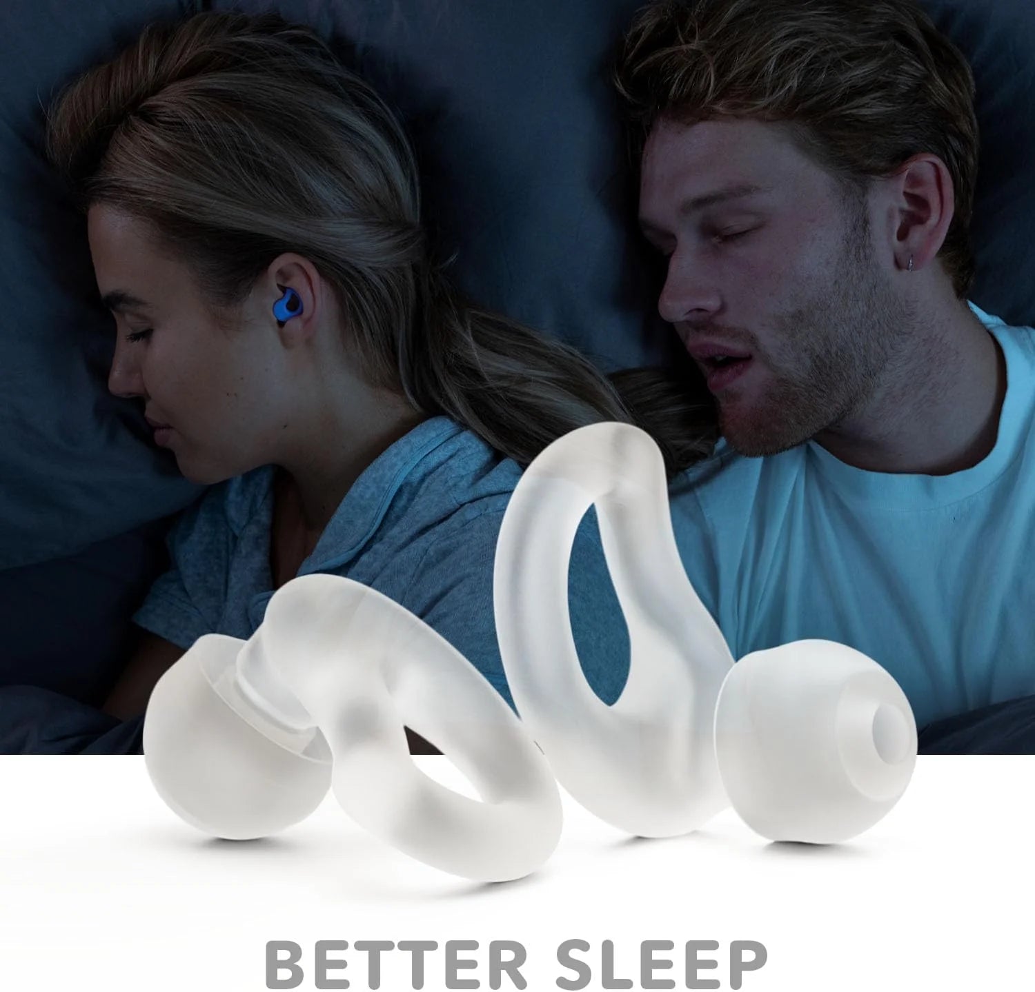Silicone Earplugs + Lanyard Bundle, One Count - Reusable Noise Cancelling Earplugs (Cloud)