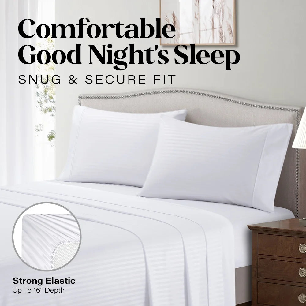 Bedding Set with Flat Sheet, Fitted Bed Sheet & Pillowcases, Full White