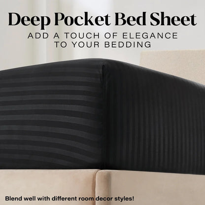 Bedding Set with Flat Sheet, Fitted Bed Sheet & Pillowcases, Twin Black