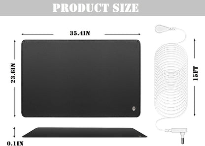 Grounding Mat Earth Pad Grounded Feet Mat 23.6X35.4 Inch Grounding Mat for Desk Floor with Cord Better Sleep,Balance
