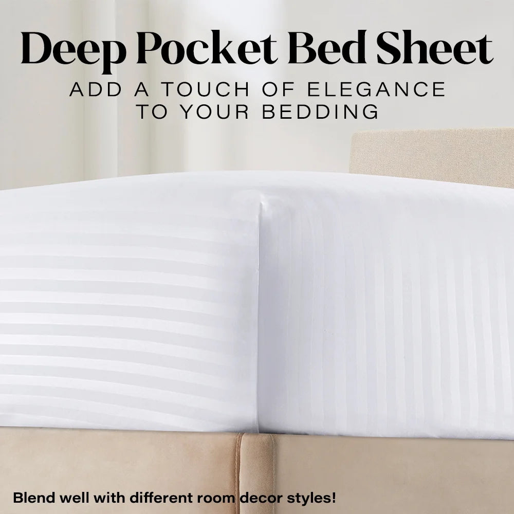 Bedding Set with Flat Sheet, Fitted Bed Sheet & Pillowcases, Full White