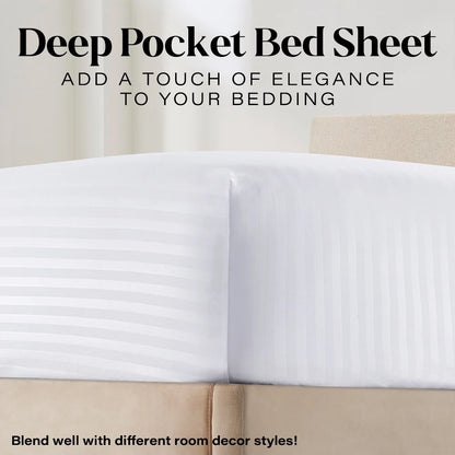 Bedding Set with Flat Sheet, Fitted Bed Sheet & Pillowcases, Full White