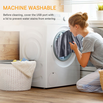  Electric Heated Blanket 59"X33" -  Washable Heated Shawl/Scarf with Zipper for Indoor Outdoor ,Dark Gre（Without Battery）