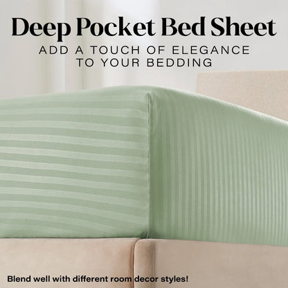 Bedding Set with Flat Sheet, Fitted Bed Sheet & Pillowcases, Full Sage