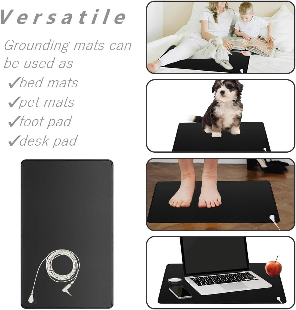 Grounding Mat Earth Pad Grounded Feet Mat 23.6X35.4 Inch Grounding Mat for Desk Floor with Cord Better Sleep,Balance