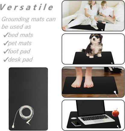 Grounding Mat Earth Pad Grounded Feet Mat 23.6X35.4 Inch Grounding Mat for Desk Floor with Cord Better Sleep,Balance