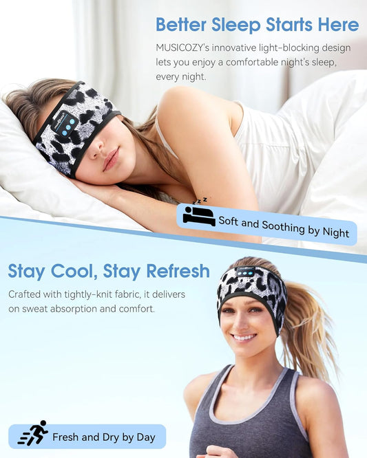 Sleep Headphones Bluetooth 5.4 Headband, Wireless Music Sleeping Eye Mask Earbuds Earphones for Sports Workout Running Travel Yoga Office Cool Gadgets Unique for Mom Women