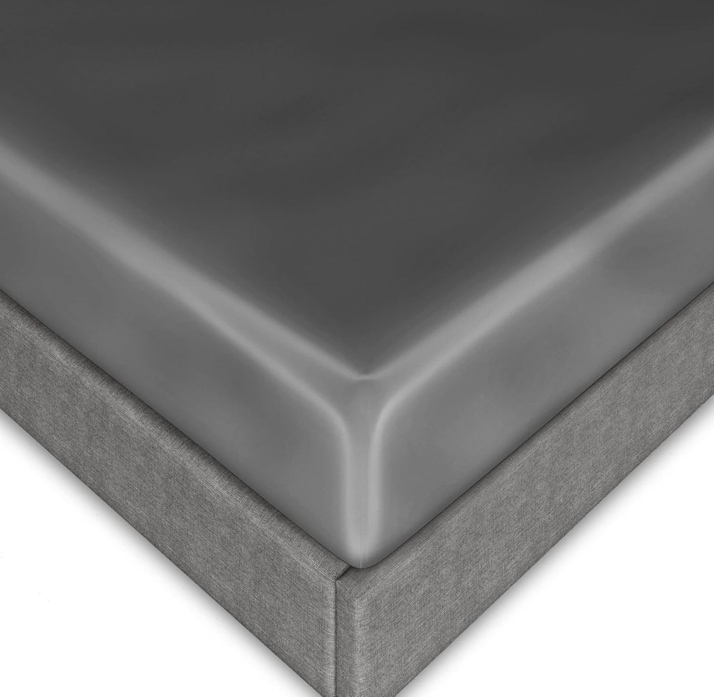 Mulberry Park 100% Pure Twin X-Long Silk Fitted Sheet 22 Momme 6A Mulberry Silk Bed Sheets with 15" Deep Pocket - Breathable, Ultra-Soft, Seamless - Gunmetal