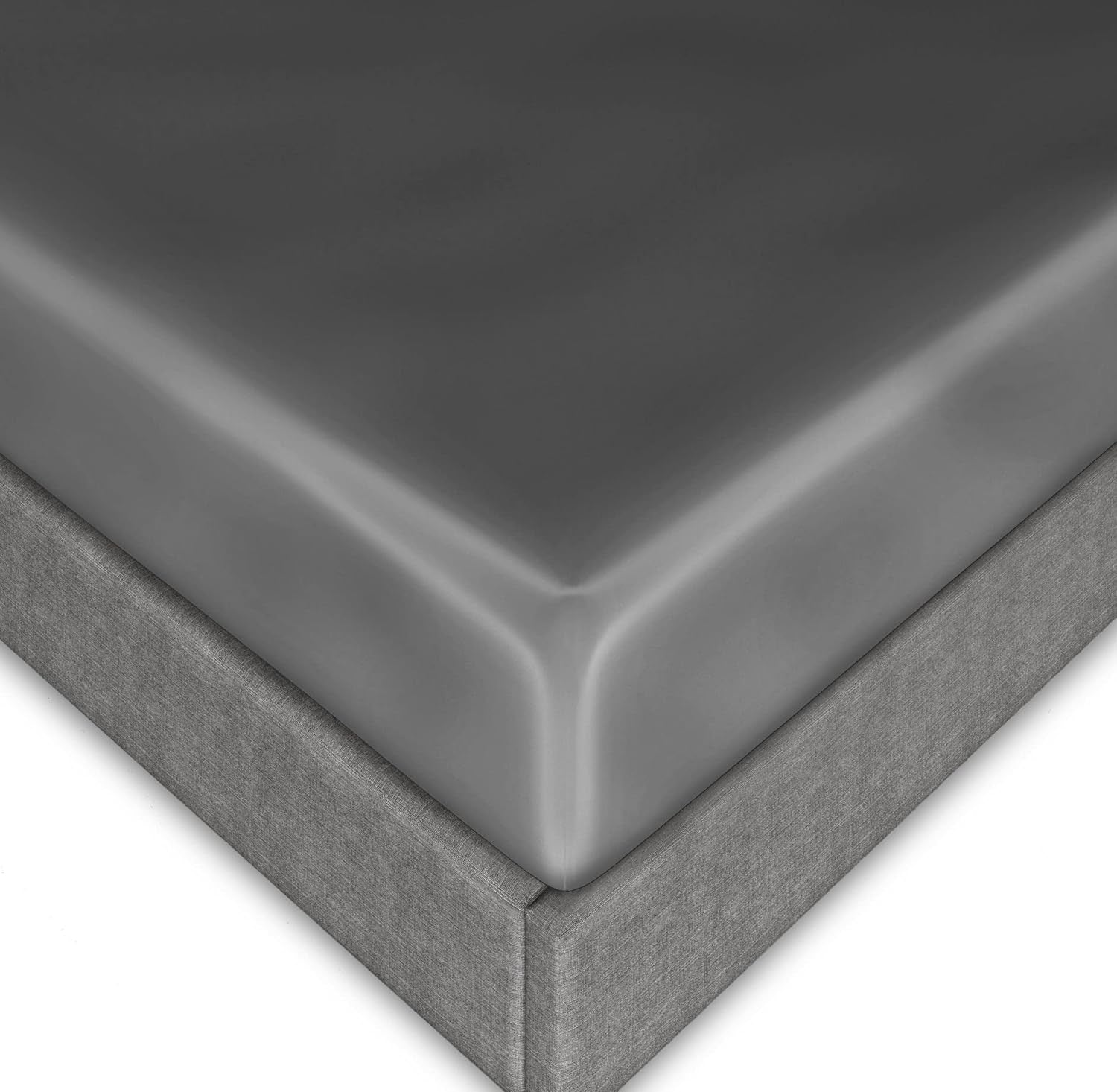 Mulberry Park 100% Pure Twin X-Long Silk Fitted Sheet 22 Momme 6A Mulberry Silk Bed Sheets with 15" Deep Pocket - Breathable, Ultra-Soft, Seamless - Gunmetal
