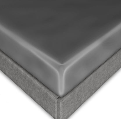 Mulberry Park 100% Pure Twin X-Long Silk Fitted Sheet 22 Momme 6A Mulberry Silk Bed Sheets with 15" Deep Pocket - Breathable, Ultra-Soft, Seamless - Gunmetal