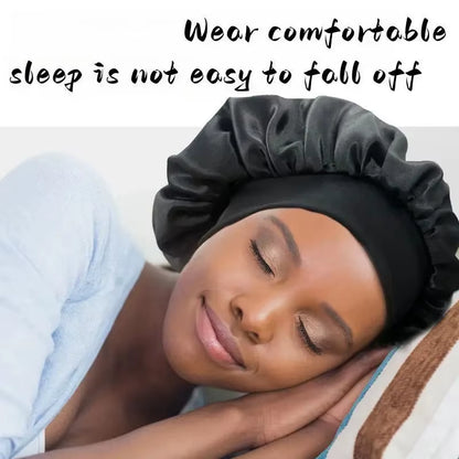 Women'S Wide Brim Nightcap Silk Bonnet Hair Wrap for Sleeping Sleep Cap with Elastic Soft Band Sleep Cap with Elastic Soft Band