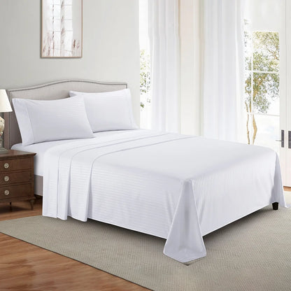 Bedding Set with Flat Sheet, Fitted Bed Sheet & Pillowcases, Full White
