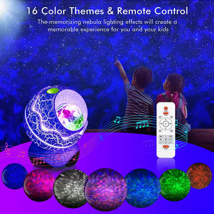 Dinosaur Eggshell Galaxy Projector Starry Sky Night Light Bluetooth Speaker Cute Game Room Decoration Children'S Gift LED Nebula