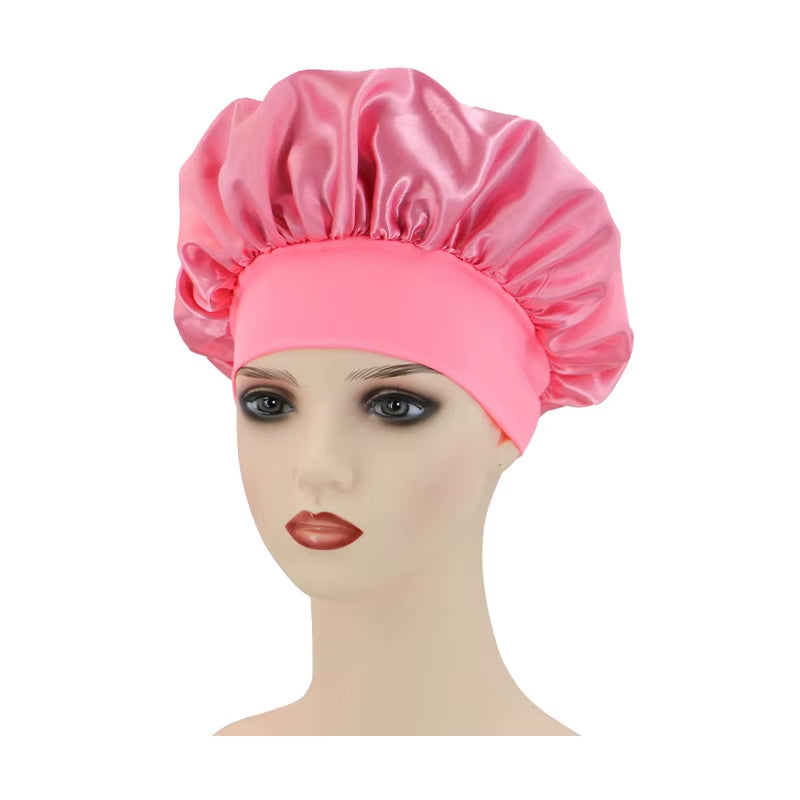 Women'S Wide Brim Nightcap Silk Bonnet Hair Wrap for Sleeping Sleep Cap with Elastic Soft Band Sleep Cap with Elastic Soft Band